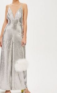 Topshop Silver Sequin Jumpsuit size 4